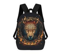 sinyumoney 3D Printed Children's School Flaming Leopard Portrait -3 Backpack for Kids High Capacity Travel Rucksacks Book Bags Kids School Bag Back Pack 17inch