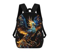 sinyumoney 3D Printed Children's School Flaming Phoenix Artwork Backpack for Kids High Capacity Travel Fashion Rucksacks Kids School Bag Casual Back Pack 17inch