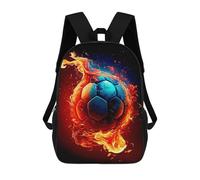 sinyumoney 3D Printed Children's School Flaming Soccer Ball Art Backpack for Kids High Capacity Travel Rucksacks Book Bags Kids School Bag Back Pack 17inch