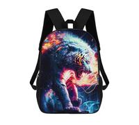 sinyumoney 3D Printed Children's School Flaming Tiger Artwork -1 Backpack for Kids High Capacity Travel Rucksacks Book Bags Kids School Bag Back Pack 17inch