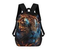 sinyumoney 3D Printed Children's School Flaming Tiger Portrait -8 Backpack for Kids High Capacity Travel Fashion Rucksacks Kids School Bag Casual Back Pack 17inch