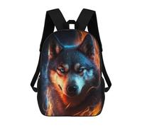 sinyumoney 3D Printed Children's School Flaming Wolf Art Print-5 Backpack for Kids High Capacity Travel Rucksacks Book Bags Kids School Bag Back Pack 17inch