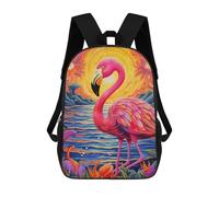 sinyumoney 3D Printed Children's School Flamingo Sunset Fantasy Backpack for Kids High Capacity Travel Rucksacks Book Bags Kids School Bag Back Pack 17inch