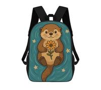 sinyumoney 3D Printed Children's School Floating Otter with A Flower Backpack for Kids High Capacity Travel Fashion Rucksacks Kids School Bag Casual Back Pack 17inch