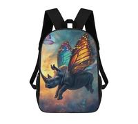 sinyumoney 3D Printed Children's School Flying Rhino With Wings Backpack for Kids High Capacity Travel Fashion Rucksacks Kids School Bag Casual Back Pack 17inch