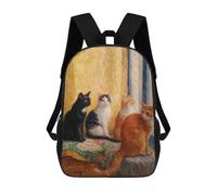 sinyumoney 3D Printed Children's School Four Cats on A Window Sill Backpack High Capacity Travel Book Bags Fashion Rucksacks Kids School Casual Back Pack 17inch