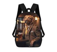 sinyumoney 3D Printed Children's School Fox Red Labrador at Pub Backpack for Kids High Capacity Travel Fashion Rucksacks Kids School Bag Casual Back Pack 17inch