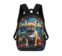 sinyumoney 3D Printed Children's School French Bulldog Abstract Backpack for Kids High Capacity Travel Fashion Rucksacks Kids School Bag Casual Back Pack 17inch