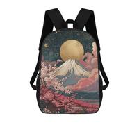 sinyumoney 3D Printed Children's School Full Moon over Cherry Blossoms -1 Backpack High Capacity Travel Book Bags Fashion Rucksacks Kids School Casual Back Pack 17inch