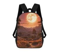 sinyumoney 3D Printed Children's School Full Moon Over Mountain Backpack High Capacity Travel Book Bags Fashion Rucksacks Kids School Casual Back Pack 17inch