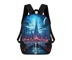 sinyumoney 3D Printed Children's School Future Love Story Backpack High Capacity Travel Book Bags Fashion Rucksacks Kids School Casual Back Pack 17inch