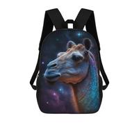 sinyumoney 3D Printed Children's School Galactic Camel Portrait-1 Backpack for Kids High Capacity Travel Rucksacks Book Bags Kids School Bag Back Pack 17inch