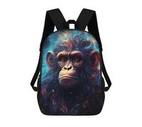 sinyumoney 3D Printed Children's School Galactic Chimpanzee Portrait -1 Backpack for Kids High Capacity Travel Rucksacks Book Bags Kids School Bag Back Pack 17inch