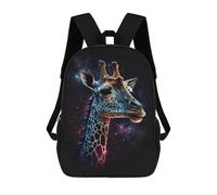 sinyumoney 3D Printed Children's School Galactic Giraffe Profile Backpack for Kids High Capacity Travel Rucksacks Book Bags Kids School Bag Back Pack 17inch