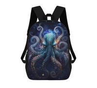 sinyumoney 3D Printed Children's School Galactic Octopus Art Print-17 Backpack High Capacity Travel Book Bags Fashion Rucksacks Kids School Casual Back Pack 17inch