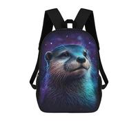 sinyumoney 3D Printed Children's School Galactic Otter Portrait -5 Backpack for Kids High Capacity Travel Rucksacks Book Bags Kids School Bag Back Pack 17inch