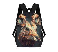 sinyumoney 3D Printed Children's School Geometric Deer Portrait Backpack for Kids High Capacity Travel Fashion Rucksacks Kids School Bag Casual Back Pack 17inch