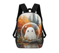 sinyumoney 3D Printed Children's School Ghost in Autumn Forest Backpack for Kids High Capacity Travel Fashion Rucksacks Kids School Bag Casual Back Pack 17inch