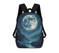 sinyumoney 3D Printed Children's School Giant Moon Over Mountains Backpack for Kids High Capacity Travel Fashion Rucksacks Kids School Bag Casual Back Pack 17inch