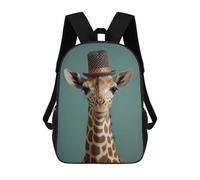 sinyumoney 3D Printed Children's School Giraffe Animal Hat Backpack High Capacity Travel Book Bags Fashion Rucksacks Kids School Casual Back Pack 17inch