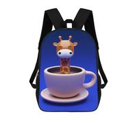 sinyumoney 3D Printed Children's School Giraffe Cup Backpack High Capacity Travel Book Bags Fashion Rucksacks Kids School Casual Back Pack 17inch