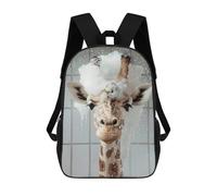 sinyumoney 3D Printed Children's School Giraffe Taking A Bath Backpack for Kids High Capacity Travel Rucksacks Book Bags Kids School Bag Back Pack 17inch