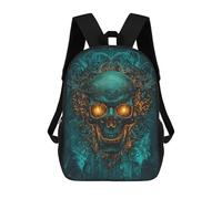 sinyumoney 3D Printed Children's School Glowing Eye Skull Art Print Backpack High Capacity Travel Book Bags Fashion Rucksacks Kids School Casual Back Pack 17inch