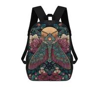 sinyumoney 3D Printed Children's School Glowing Moth with Gemstone Wings Backpack High Capacity Travel Book Bags Fashion Rucksacks Kids School Casual Back Pack 17inch