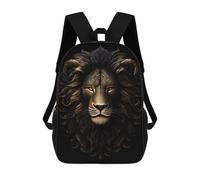 sinyumoney 3D Printed Children's School Gold Dark Lion Backpack for Kids High Capacity Travel Fashion Rucksacks Kids School Bag Casual Back Pack 17inch