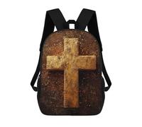 sinyumoney 3D Printed Children's School Golden Cross Wall Art Decor-3 Backpack for Kids High Capacity Travel Rucksacks Book Bags Kids School Bag Back Pack 17inch