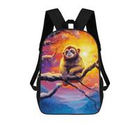 sinyumoney 3D Printed Children's School Golden Monkey in Winter Wonderland Backpack for Kids High Capacity Travel Rucksacks Book Bags Kids School Bag Back Pack 17inch