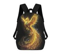 sinyumoney 3D Printed Children's School Golden Phoenix Art Print Backpack High Capacity Travel Book Bags Fashion Rucksacks Kids School Casual Back Pack 17inch