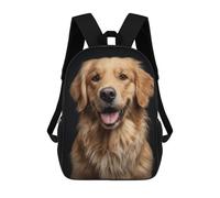 sinyumoney 3D Printed Children's School Golden Retriever Dog Backpack for Kids High Capacity Travel Rucksacks Book Bags Kids School Bag Back Pack 17inch