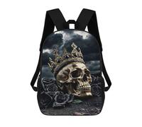 sinyumoney 3D Printed Children's School Golden Skull King Backpack for Kids High Capacity Travel Fashion Rucksacks Kids School Bag Casual Back Pack 17inch