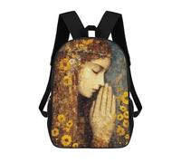 sinyumoney 3D Printed Children's School Golden Sunflower Portrait Backpack High Capacity Travel Book Bags Fashion Rucksacks Kids School Casual Back Pack 17inch