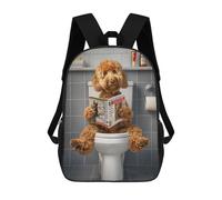 sinyumoney 3D Printed Children's School Goldendoodle on The Toilet Backpack for Kids High Capacity Travel Fashion Rucksacks Kids School Bag Casual Back Pack 17inch