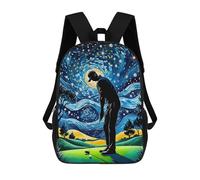 sinyumoney 3D Printed Children's School Golf Starry Night Backpack for Kids High Capacity Travel Rucksacks Book Bags Kids School Bag Back Pack 17inch