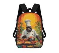 sinyumoney 3D Printed Children's School Gorilla Cooking Kitchen Backpack High Capacity Travel Book Bags Fashion Rucksacks Kids School Casual Back Pack 17inch