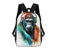 sinyumoney 3D Printed Children's School Gorilla Music Painting Backpack for Kids High Capacity Travel Fashion Rucksacks Kids School Bag Casual Back Pack 17inch