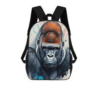 sinyumoney 3D Printed Children's School Gorilla Portrait with Splashes Paint Backpack for Kids High Capacity Travel Fashion Rucksacks Kids School Bag Casual Back Pack 17inch
