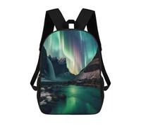 sinyumoney 3D Printed Children's School Green Aurora Borealis Backpack High Capacity Travel Book Bags Fashion Rucksacks Kids School Casual Back Pack 17inch