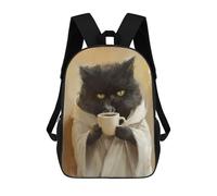 sinyumoney 3D Printed Children's School Grumpy Cat with Coffee Mug Backpack High Capacity Travel Book Bags Fashion Rucksacks Kids School Casual Back Pack 17inch
