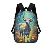 sinyumoney 3D Printed Children's School Halloween Cow in Forest Backpack for Kids High Capacity Travel Rucksacks Book Bags Kids School Bag Back Pack 17inch