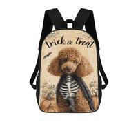 sinyumoney 3D Printed Children's School Halloween Poodle Skeleton Costume-2 Backpack High Capacity Travel Book Bags Fashion Rucksacks Kids School Casual Back Pack 17inch