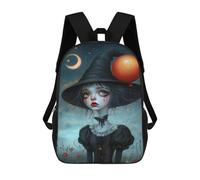 sinyumoney 3D Printed Children's School Halloween Witch Balloon Backpack High Capacity Travel Book Bags Fashion Rucksacks Kids School Casual Back Pack 17inch