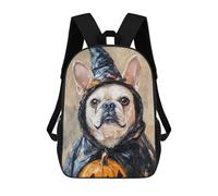 sinyumoney 3D Printed Children's School Halloween Witch Dog Costume Backpack High Capacity Travel Book Bags Fashion Rucksacks Kids School Casual Back Pack 17inch