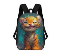sinyumoney 3D Printed Children's School Happy Tiger Cub Painting Backpack High Capacity Travel Book Bags Fashion Rucksacks Kids School Casual Back Pack 17inch