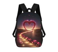 sinyumoney 3D Printed Children's School Heart-Shaped Path of Love Backpack for Kids High Capacity Travel Fashion Rucksacks Kids School Bag Casual Back Pack 17inch