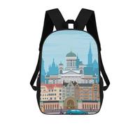 sinyumoney 3D Printed Children's School Helsinki Travel Print Backpack for Kids High Capacity Travel Fashion Rucksacks Kids School Bag Casual Back Pack 17inch