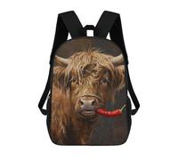sinyumoney 3D Printed Children's School Highland Cow Red Pepper Backpack High Capacity Travel Book Bags Fashion Rucksacks Kids School Casual Back Pack 17inch